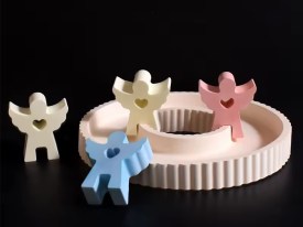 Molde silicona 4 angelitos con corazon